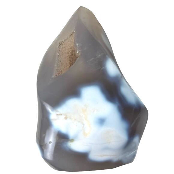 Natural Orca Agate Druzy Crystal Flame Torch Carving Agate Stone Mineral - Picture 4 of 6